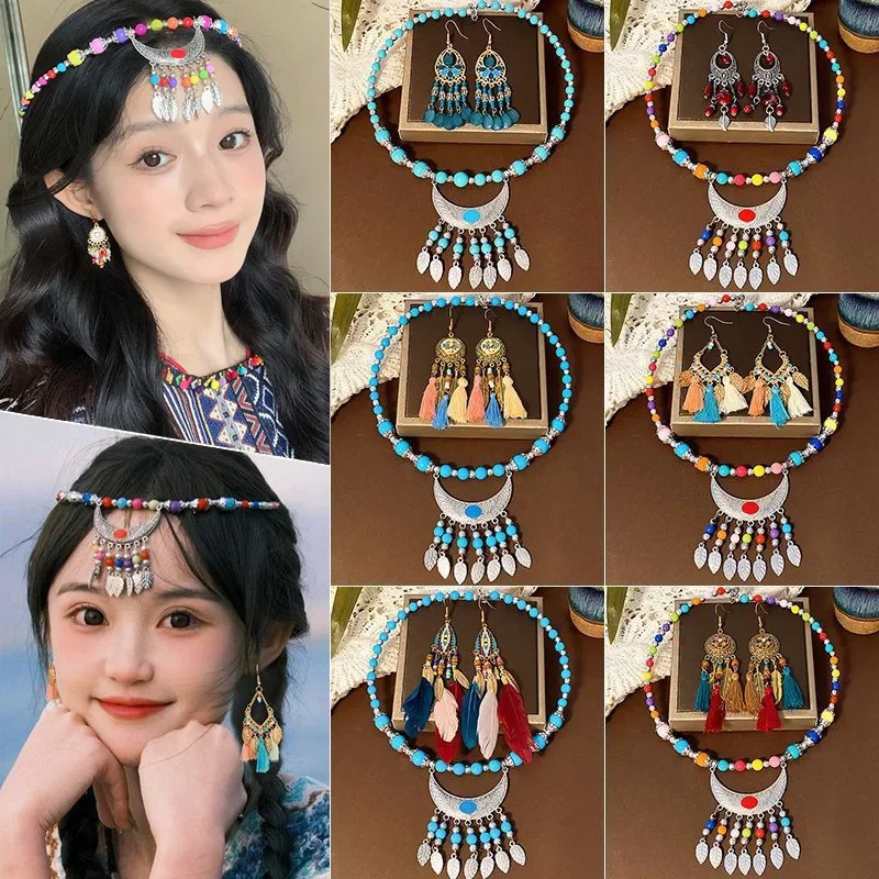 

Long Tassel Geometric Earrings Women's Fashion Elegant Pearl Embedded Diamond Holiday Style Ear Jewelry Hair Accessory