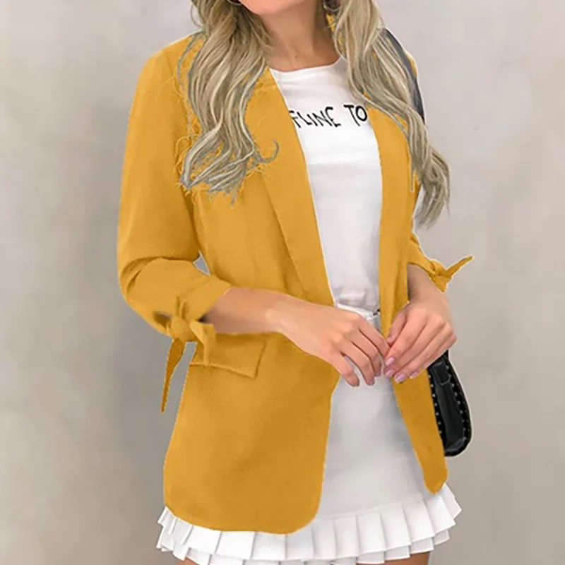 Einfache Feste Farben Blazer mit Manschette Verband Frauen Dünne Versteckte Breasted Casual Büro Blazer Weibliche Formale Kleidung Arbeit Tragen