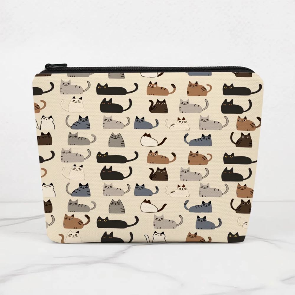 Cute Cat Pattern Print Design Makeup Bags for Girls Cosmetic Pouch Toiletry Bag Pencil Case Travel Storage