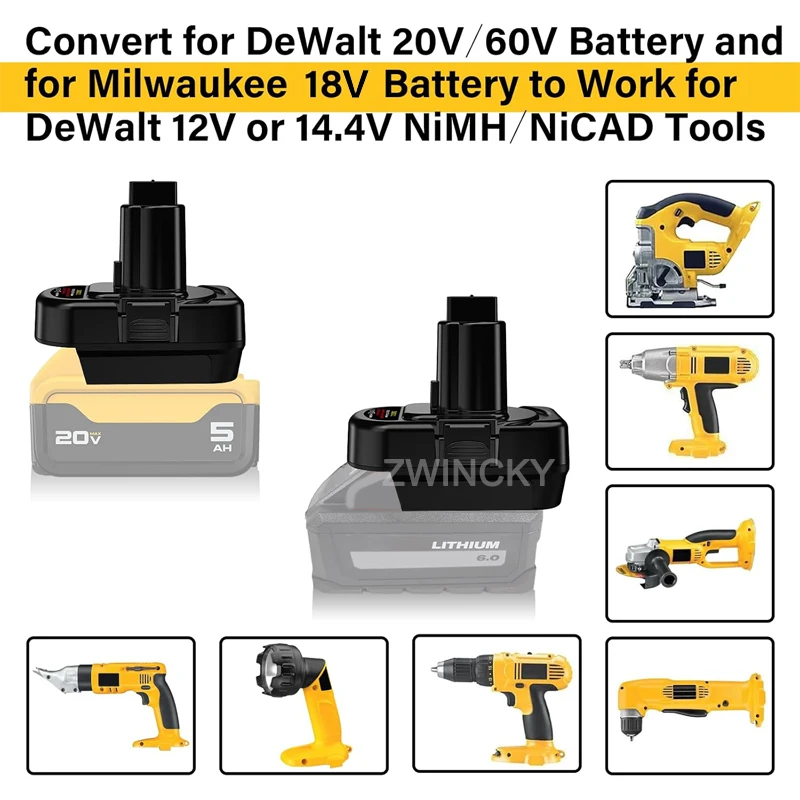 Battery Adapter Converter For Dewalt/Milwaukee 18V Li-Ion Battery To For Dewalt 12V/14.4V Ni-MH Cordles Power Tool DW9071 DC9071