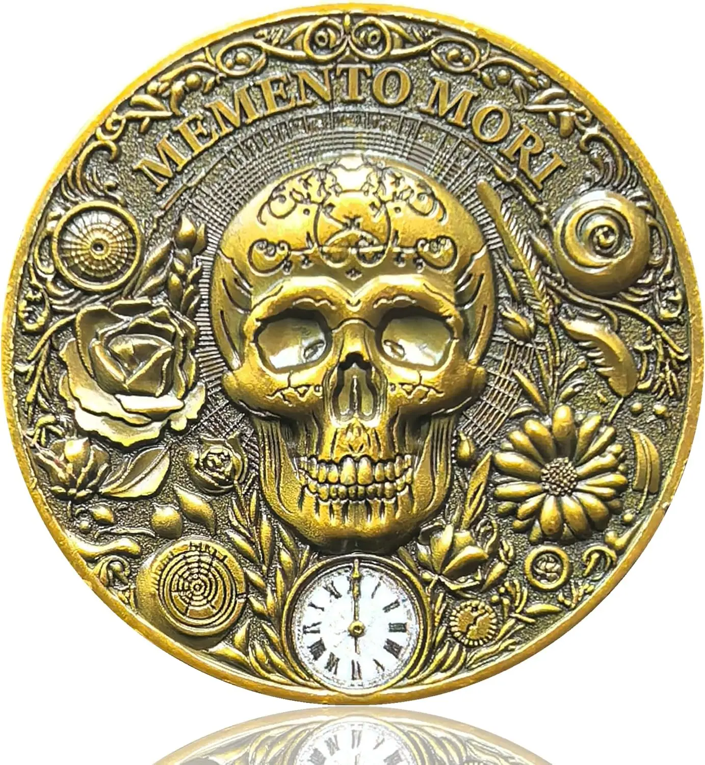 عملة تحدي Memento Mori & Vivere - رمز تذكير Stoic للممارسة اليومية، هدية مثالية لليقظة الذهنية والانعكاس.