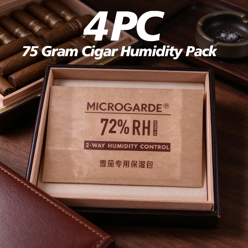 Professional Cigar Humidity Control Sachets, Dual‑Way Humidification, Cigar Humidifier. Available: 4‑Pack (75g)