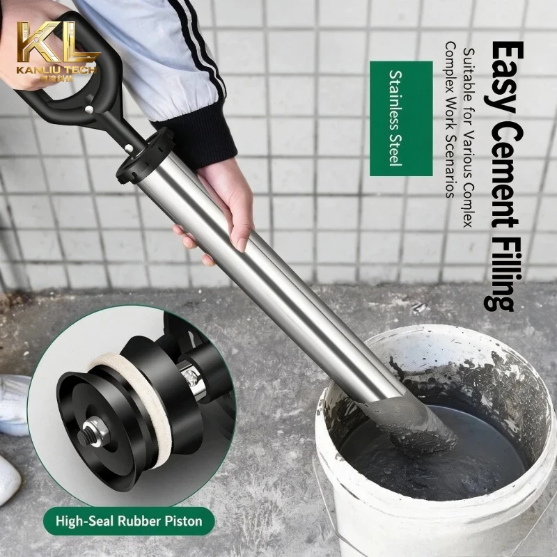 Stainless Steel Mortar & Cement Caulking Gun, Manual Grouting Injector for Door & Window Sealing, Handheld Grout Filling Tool