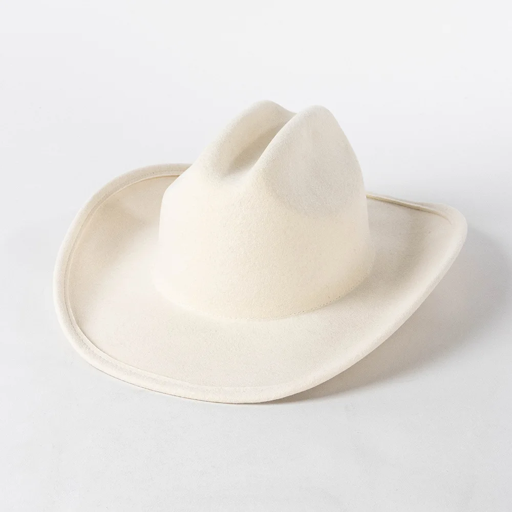 

100% pure wool Cowboy hat with concave brim for men and women's fashionable wool Cowboy hat