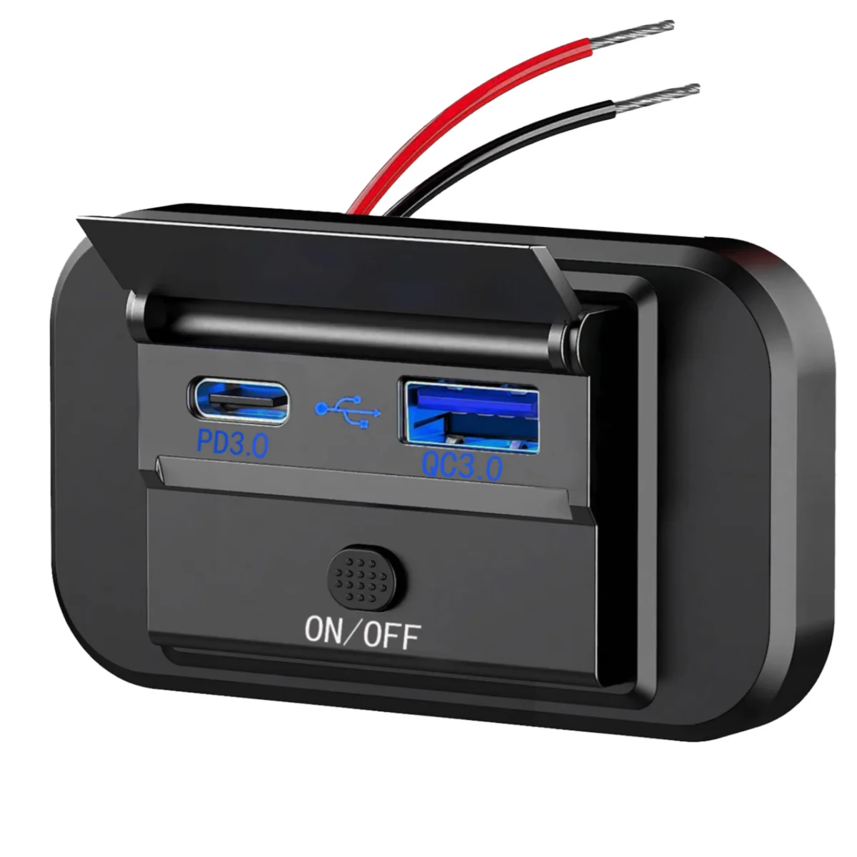 المزدوج USB ميناء 12 فولت سطح لوحة فلوش جبل شاحن سيارة فان المدرب المزدوج المقبس نوع C PD 30 واط QC 3.0 ON/OFF التبديل حافلة شاحن يو اس بي #1