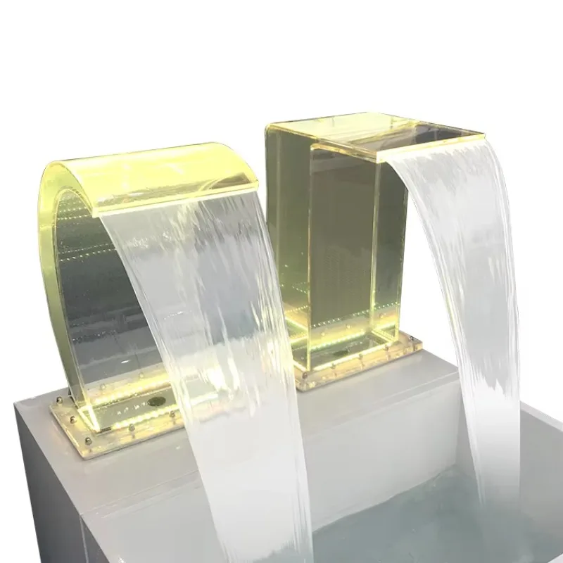 STLF LED Illuminated Acrylic Curved Water Feature for Swimming Pools Spas & Hotels Decorative Waterfall