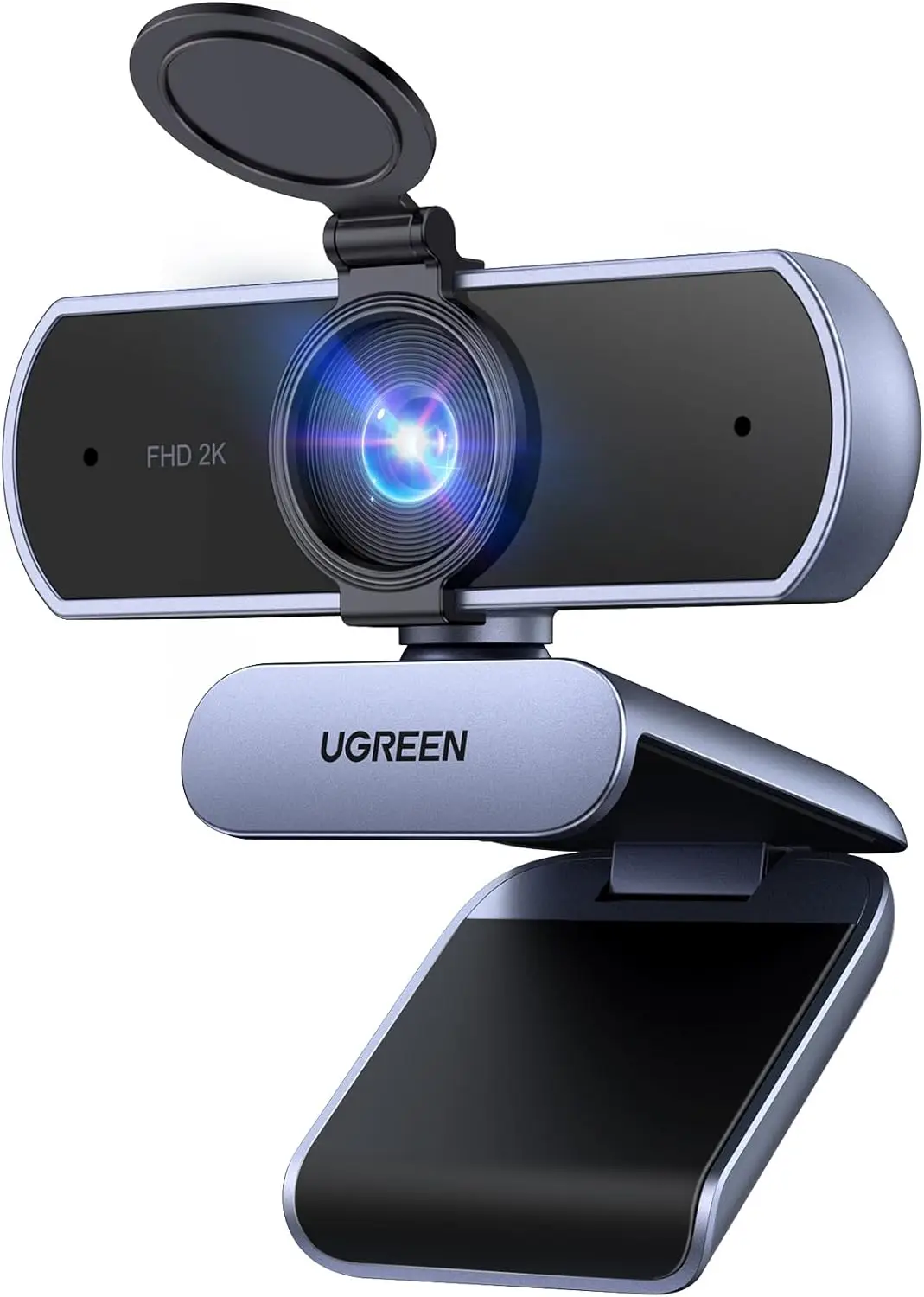 

2K Webcam with Dual Microphones, Privacy Cover, 95° FOV, Auto Light Correction, Plug and Play for PC/Laptop