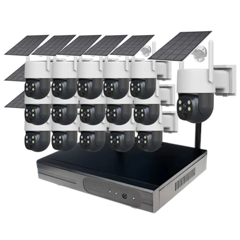 16 Channel Wireless System Solar Power 3W 7500mA Battery Wifi Camera 16CH NVR Kit PTZ Camera CCTV System