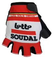 LOTTO SOUDAL TEAM RED ONE PAIR CYCLING BIKE HALF FINGER GLOVES BICYCLE GEL GLOVE SIZE:M-XL