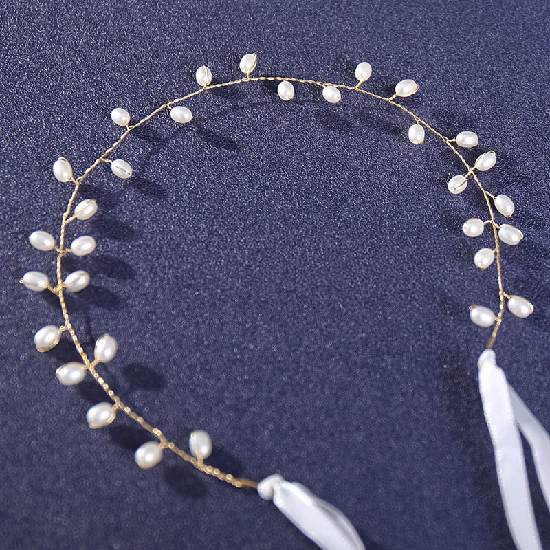 Handmade Pearls Headbands For Women Bride Wedding Hairband Hair Accessories Head Vines Jewelry image 4