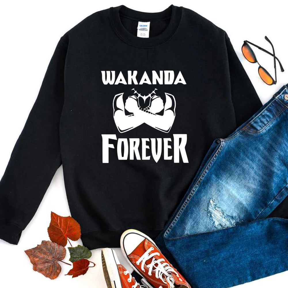 Wakanda Forever Sweatshirt King Of Wakanda Hoodie Panther Black King จัมเปอร์ Vintage Superhero Crewneck เสื้อ Hipster Tops