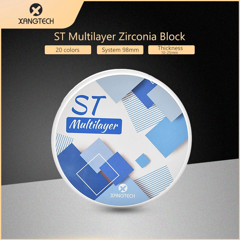 XANGTECH STML zirconium disc A1/A2/A3/BL1 98 *(14-22)mm bahan Dental ST Multilayer Zirconia block Cad Cam sistem terbuka