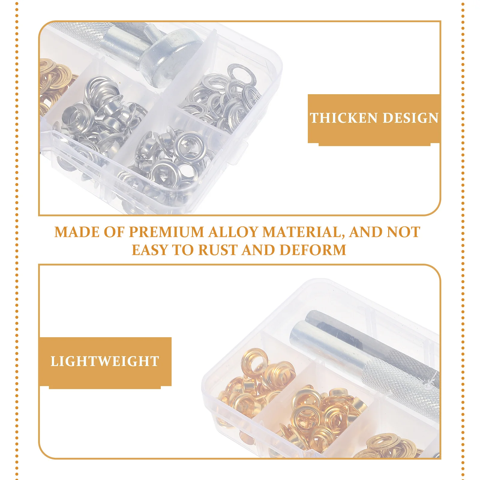 

100Sets Grommets Kit Eyelets Alloy Installation Tools for Fabric Curtains Shoes Bags Grommets for Fabric