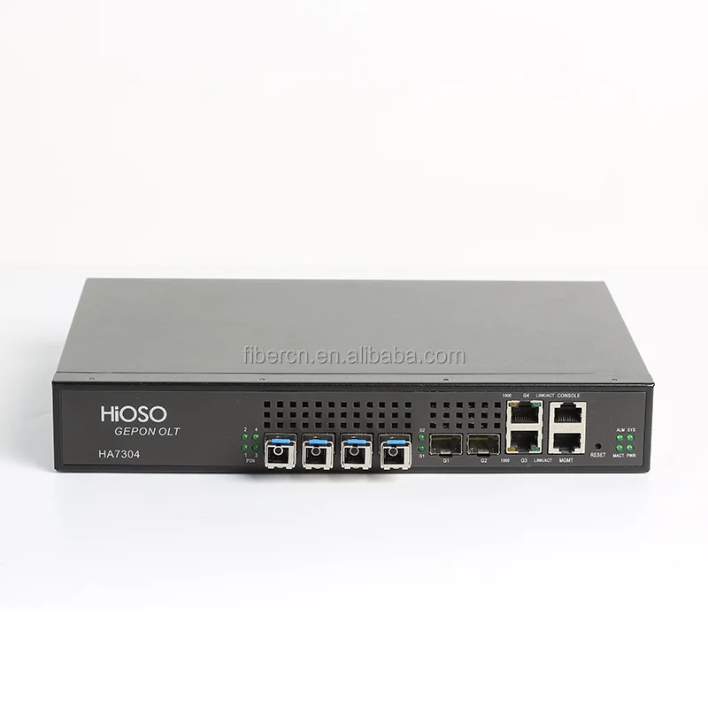 HiOSO GPON olt mini 4 pon Port HA7304C 2 SFP PX20+++ Modules Uplink Fiber Optical Terminal