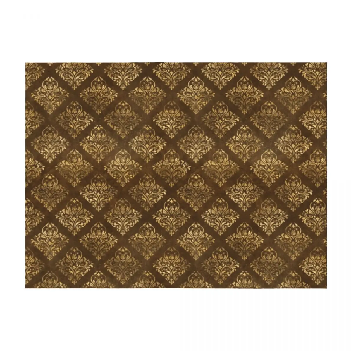 

Gold damask on a brown background Throw Blanket Flannel Fabric Soft Plush Plaid Comforter Thin Blankets