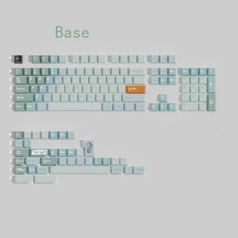 1 Set MW Fyrefly Theme Keycaps PBT 5 Sides Dye Subbed Key Caps Cherry Profile Keycap With Split Spacebar For MX Switch Alice