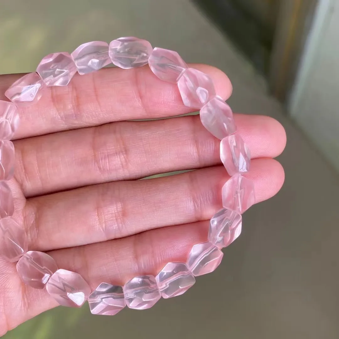 7mm Natural Pink Rose Quartz Bracelet Jewelry  For Women Lady Men Gift Star Light Crystal Crafted Beads Stone Strands AAAAA