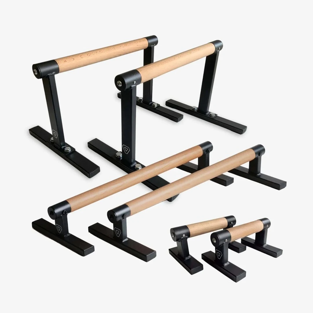 Wooden Push Up Parallettes Stand, Wood & Steel Calisthenics Bars, Heavy Duty Push Up Handles for Street Workout & Home Fitness