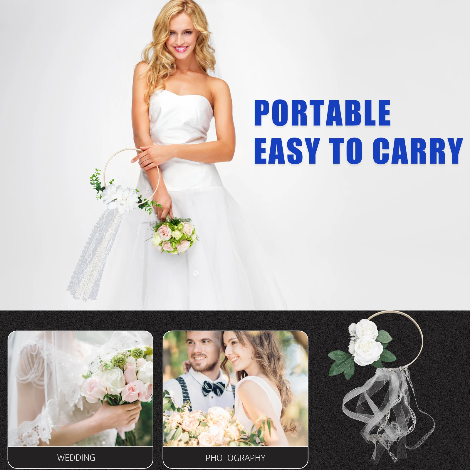 

Plastic Flower Hand Garland Wedding Dress Decor Bridesmaid Wedding Dress Decor Accessory Photo Prop Party Floral Hoop Flowers