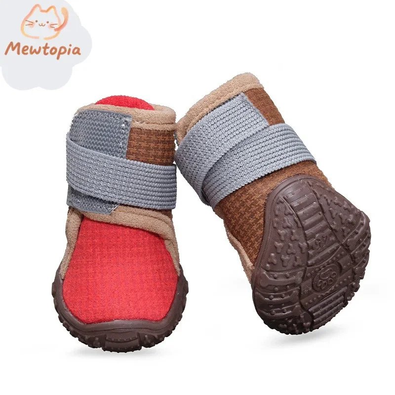 Super Thick Warm Snow Boots Bionic Fur Corgi Winter Boots -30 ℃ Lock Temperature Tide Pet Anti-Freezing Dog Cotton Shoes