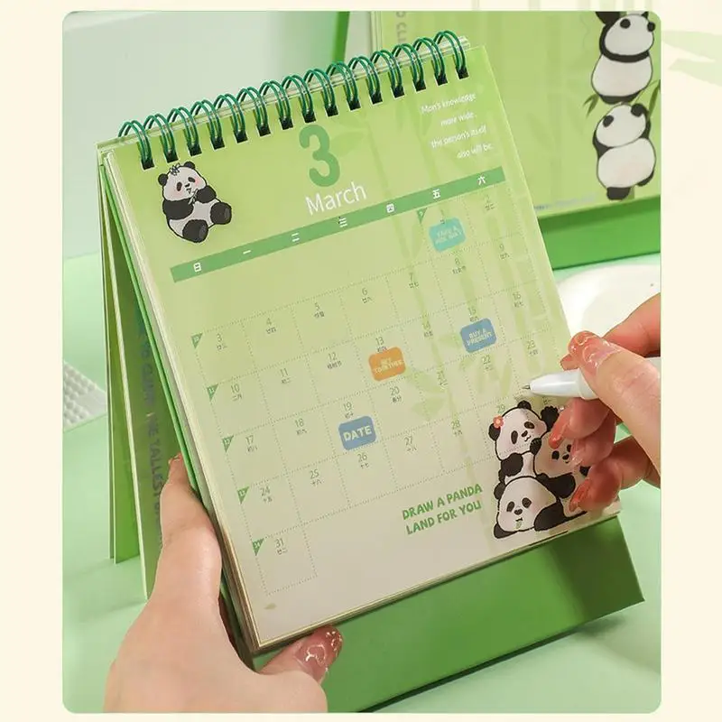 2024 الباندا التقويم سطح المكتب الباندا التقويم ديكور معدني مزدوج الموضوع ملزمة لوازم الديكور للمكاتب المنازل والمكاتب