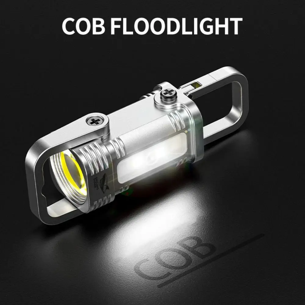 

COB Mini Keychain Flashlight Rechargeable Waterproof Emergency Work Lights 7 Lighting Modes Portable Warning Light Hiking