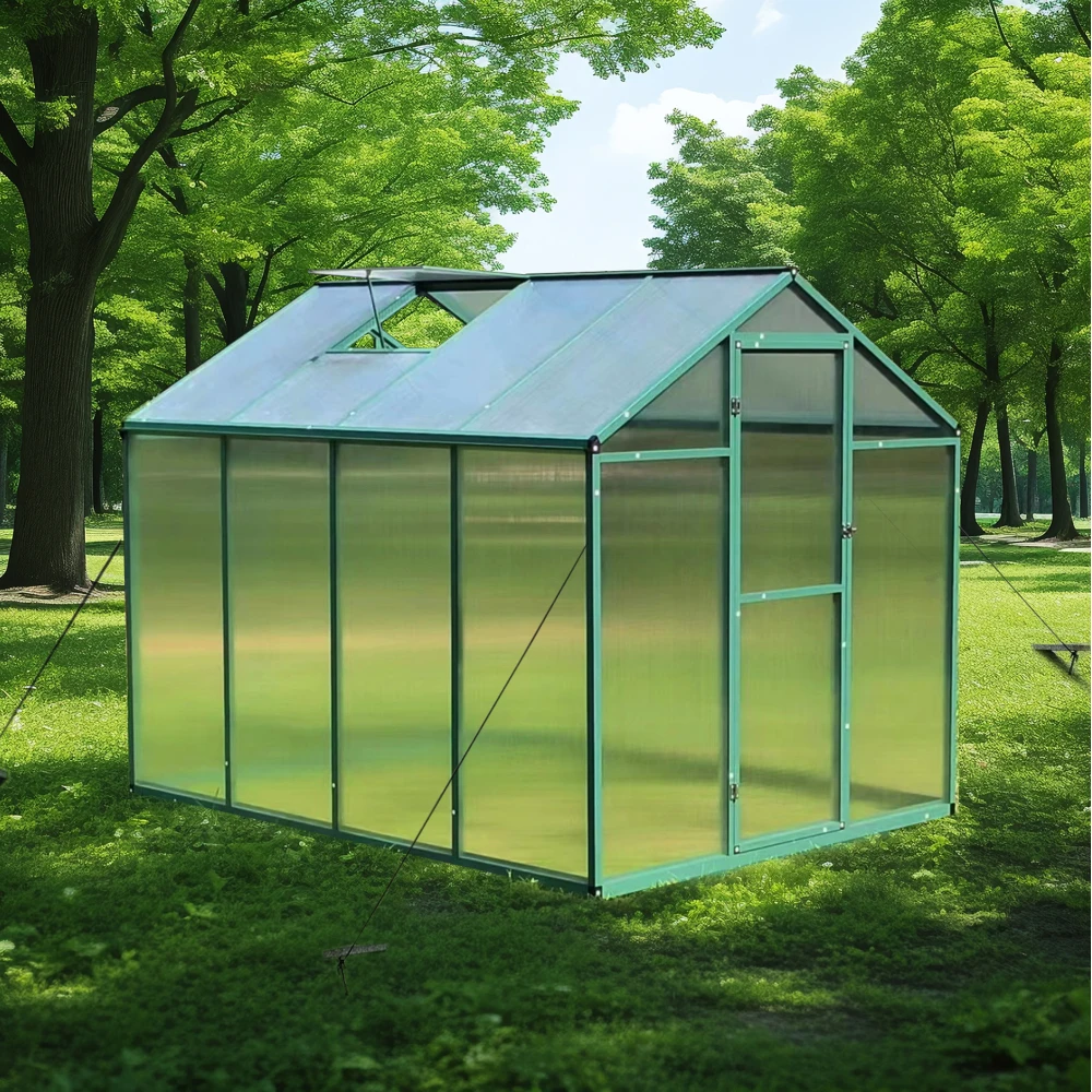 Newly marketed Gain height windproofaluminum greenhouse 6x8 FT Polycarbonate Greenhouse Raised Base and Anchor Aluminum Heavy