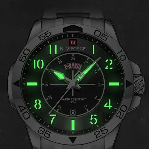 NAVIFORCE Herr Casual Wild Quartz Armbandsur 3ATM Vattentålig Rostfritt Stål Herrklocka Dag- och Datumvisning Klockor Herr 10 best sales vattentålig 3atm rostfri stålklocka med baksida - №1