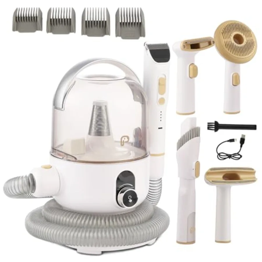 

Pet Grooming Kit and Vacuum Suction 99% Pet Hair 5 In-1 Pet Grooming Kit With 2L Large Capacity Dust Cup Low Noise Dog Hair Rem