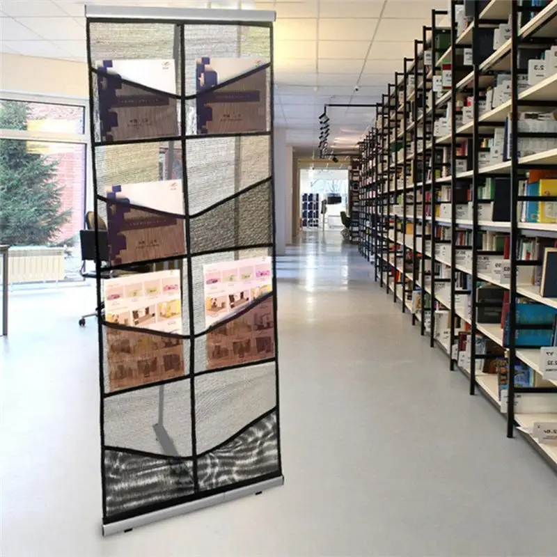 DT19 Vertical Brochure Display Stand, Aluminum Alloy Grid Brochure Holder for Trade Shows, Portable
