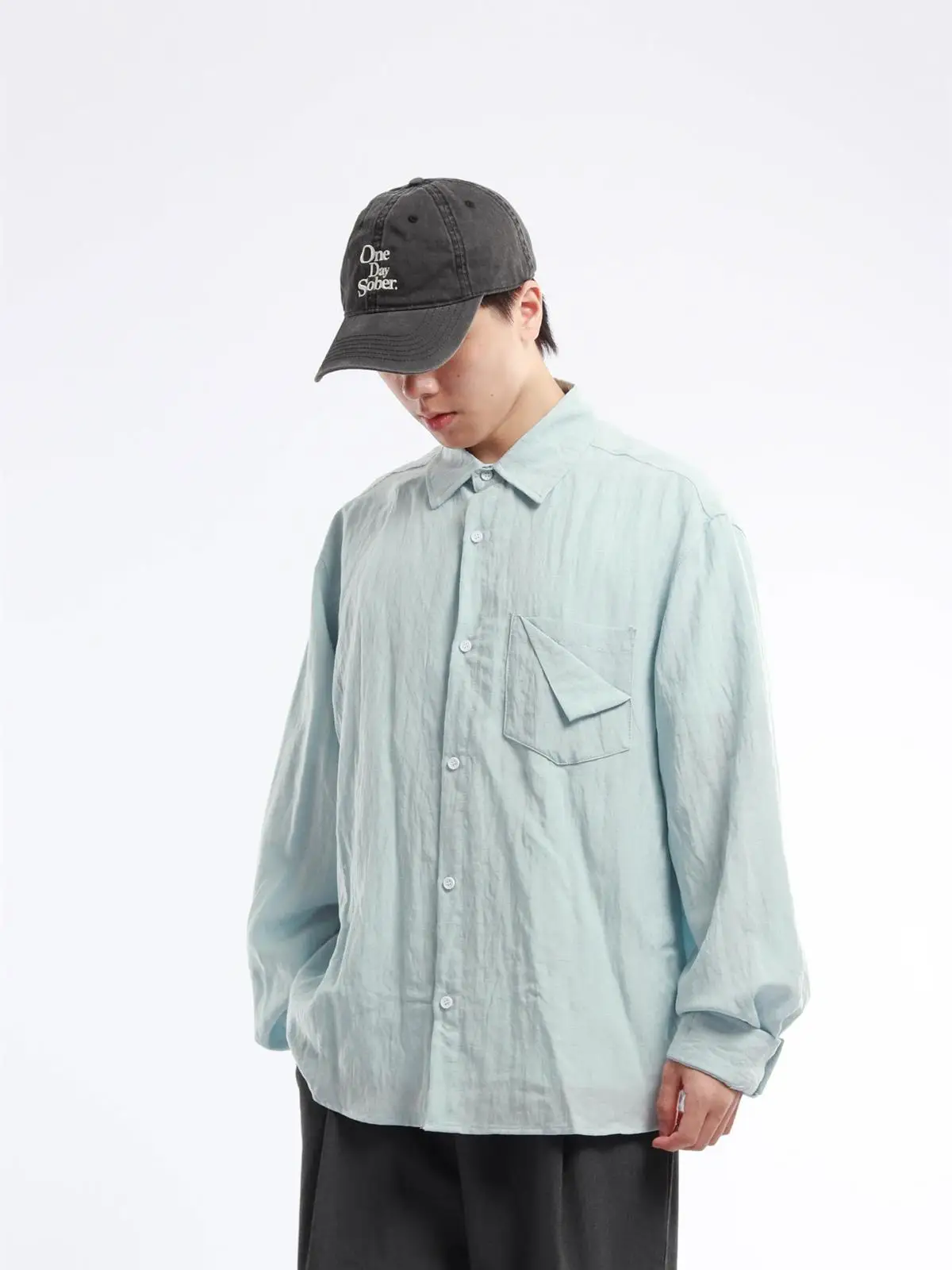 Loose Fit Casual Linen Pure Color Shirt Cityboy Turn-down Collar Iron-free Coat Men's Fashion Autumn New Arrival