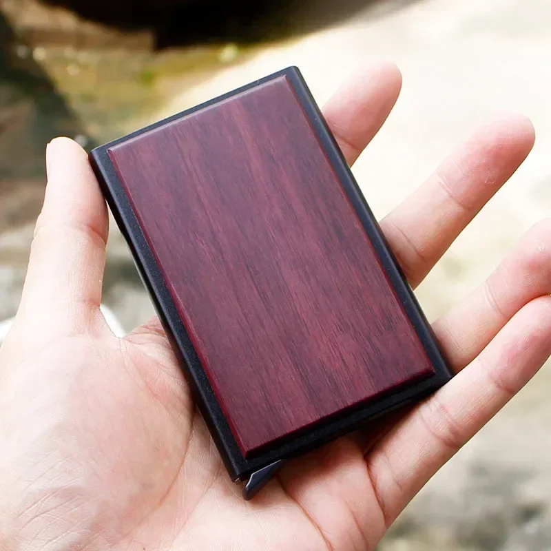 

Тонкий алюминиевый кошелек с защитой от RFID и выдвижным карманом для кредитных карт, для мужчин и женщин, футляр для банковских и дебетовых карт