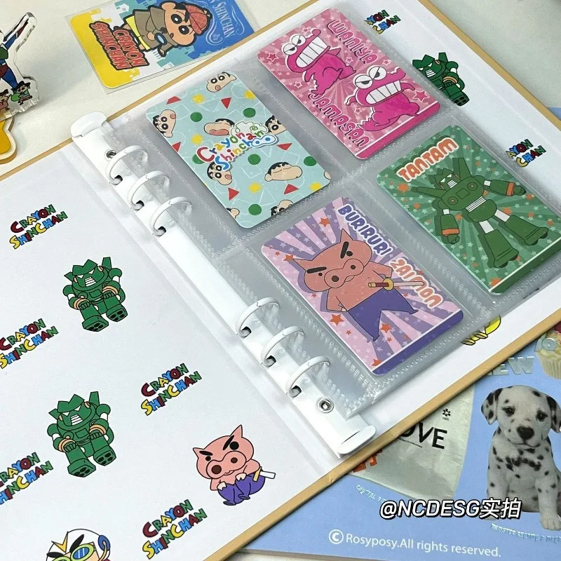 Bandai-Classeur de cartes Crayon Shin-Chan, porte-album Anime, collection de cartes périphériques, livre de rangement, page intérieure A5, jouets pour enfants, cadeau