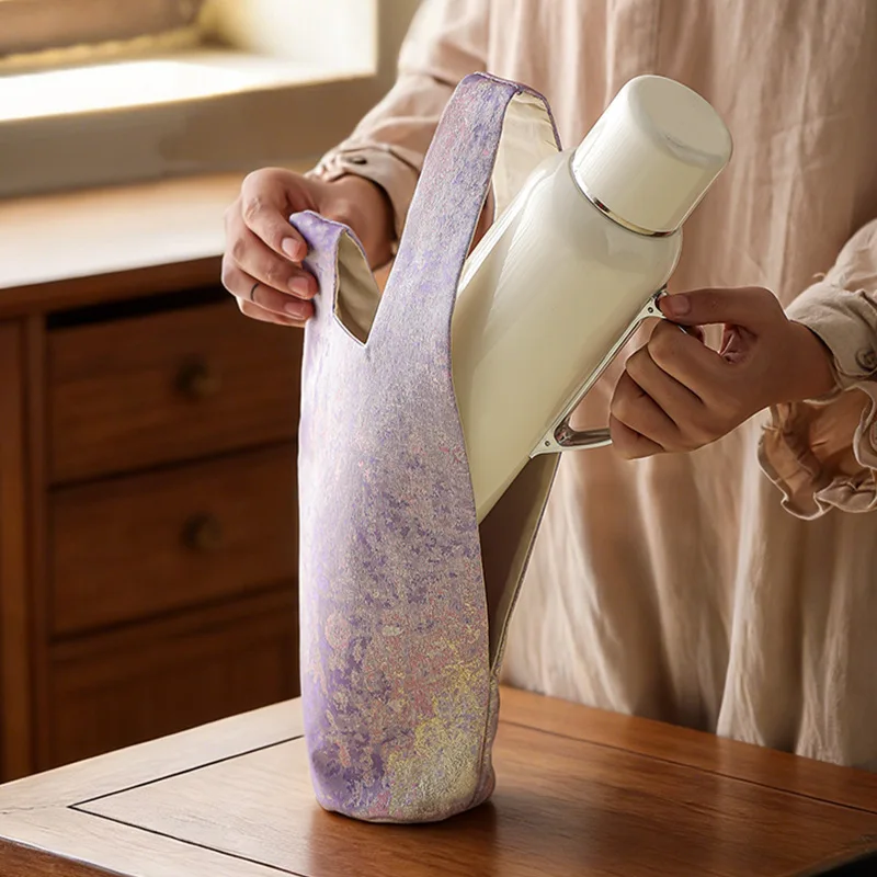 Large Capacity Travel Water Bottle Sleeve Portable Handbag For Outdoor Teapot Mug Kung Fu Tea Home Tabletop Decor Craft Gift