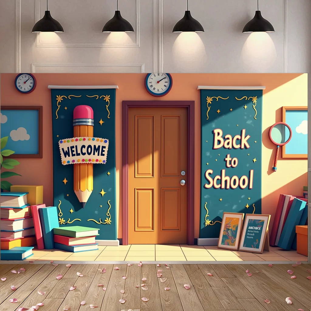 Welcome Back to School Banner Classroom Door Decoration Learning Supplies Backdrop Creative School Educational Theme Party Decor