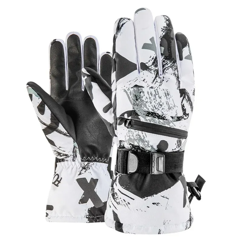 Guantes de esquí de Snowboard cálidos para hombres y mujeres, manoplas de nieve impermeables para teléfono táctil, esquí, moto de nieve, manopla de