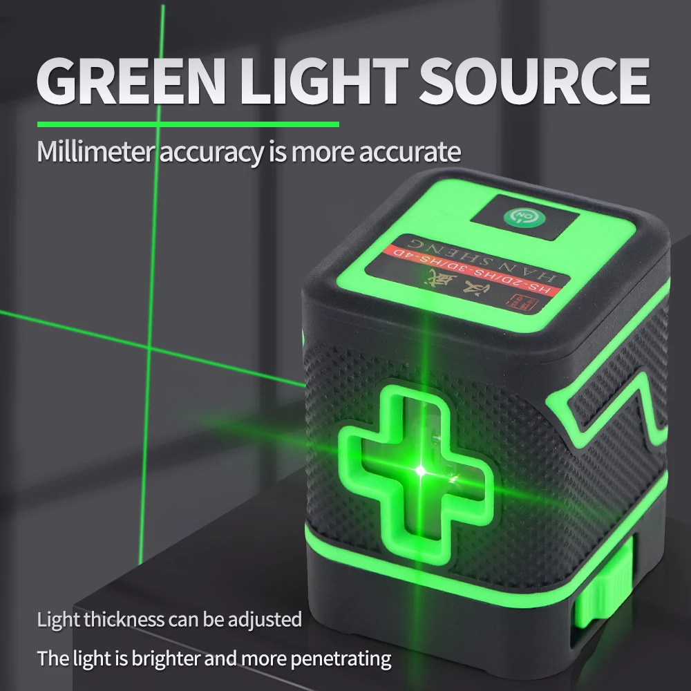 Automatic Mini Green Laser Level Meter Rechargeable 2 Lines Vertical Horizontal Line Cross Green Light Level Tools Nivel Laser