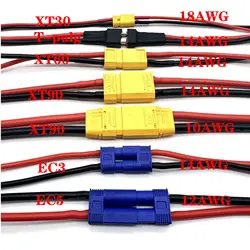 RC Battery Charger 18AWG 14AWG 12AWG 10AWG T-pulg XT60 XT90 EC3 EC5 Plug Male Female Extension Cable Wire Connector 10CM