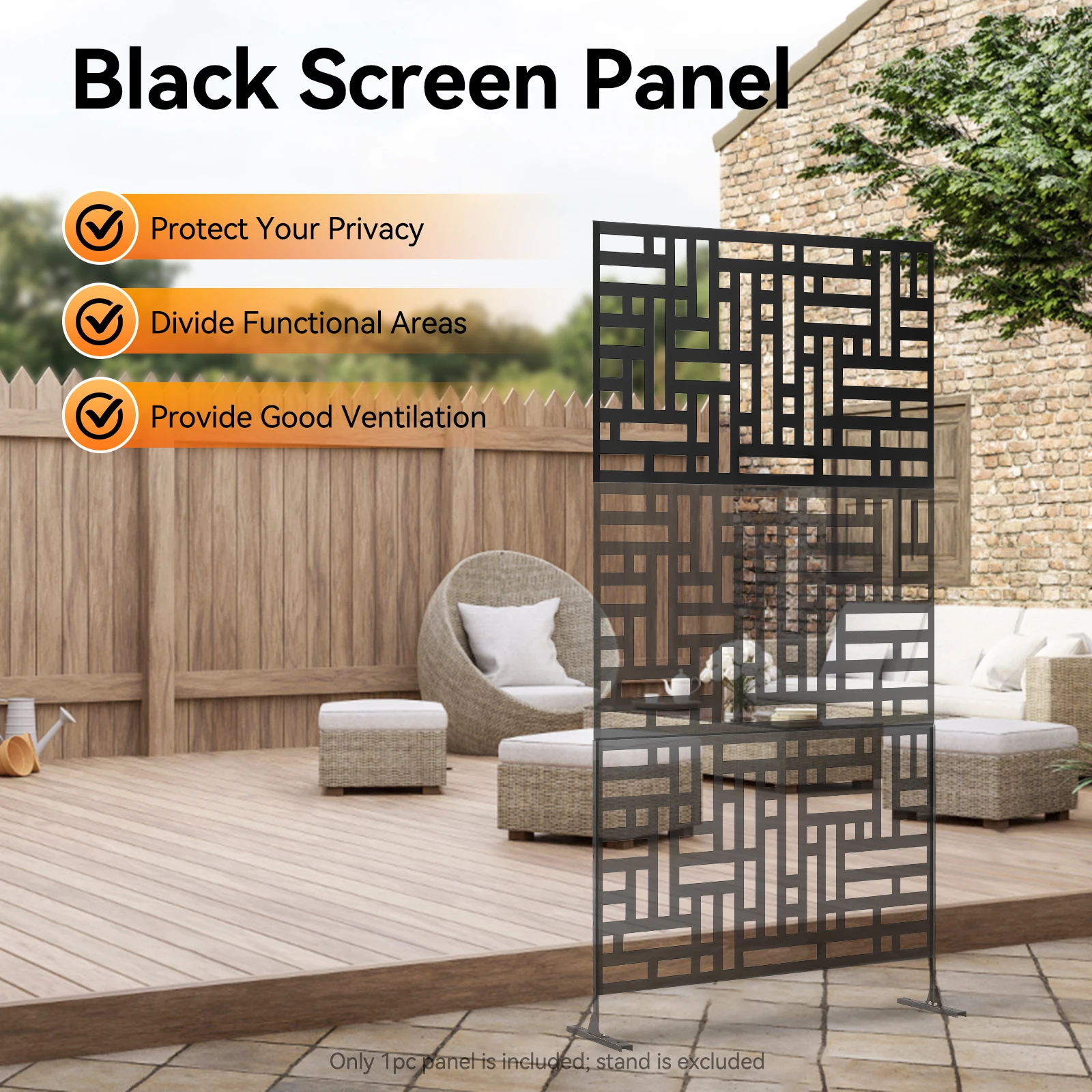 Panel de pantalla de privacidad decorativo 60*117cm, patio decorativo de pantalla de privacidad de metal con buena ventilación, divisor de espacio para el hogar