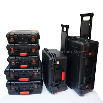 Boîte à outils à tige de traction, étui rigide étanche, grande boîte à outils sur roulettes, boîte à outils pour instruments professionnels avec étui en éponge pour pélican