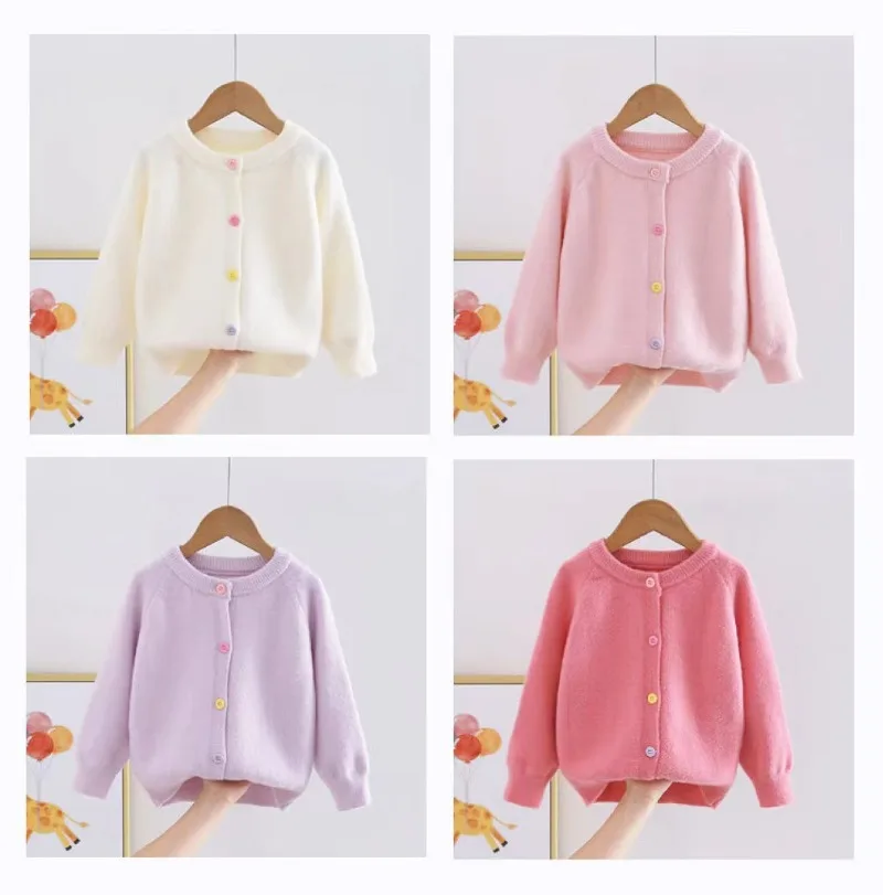 UNITIM 2026 Herbst Winter Kinder Mädchen Pullover Ins 2-10 Jahre Kinder Mädchen Vielseitige Strickjacke Bunte Knöpfe Junge Teenager Mädchen Mantel – Detail 11