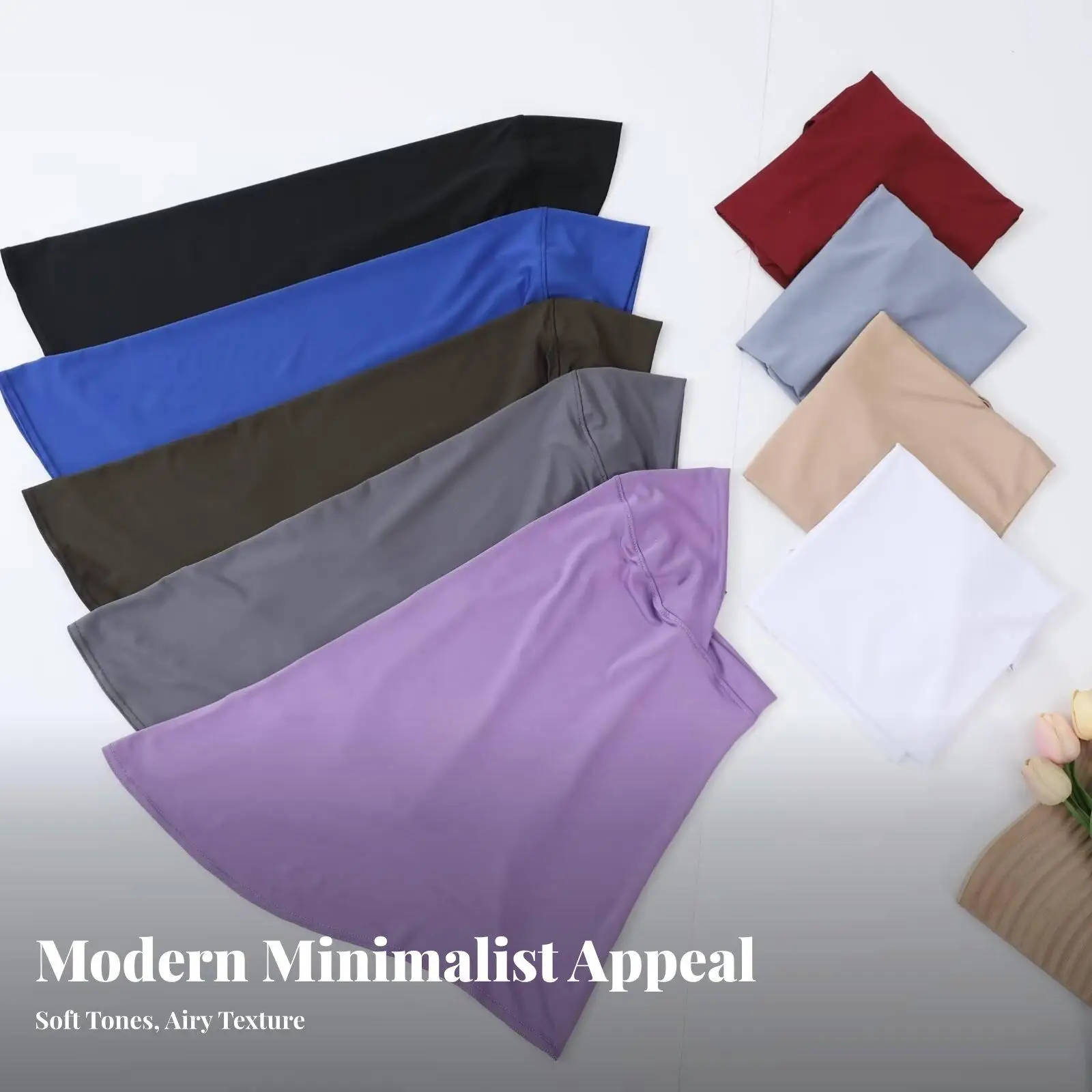 Four Seasons Milk Silk Headscarf, Plain Color, Lightweight, Outdoor Prayer