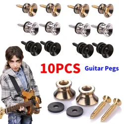 10pcs Guitar Pegs for Acoustic Electric Bass Ukulele Guitar Strap Buckle Button Lock Pins Metal End Locking Parts Accessories