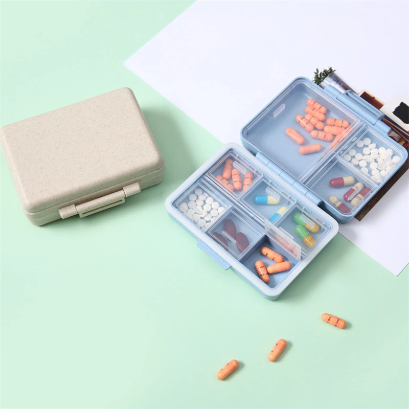 Portable Colorful Slots Medicine Box Health Care Container Case Pill Box Splitters Travel Pill Box Tiny Box Easy to Carry 9Grids