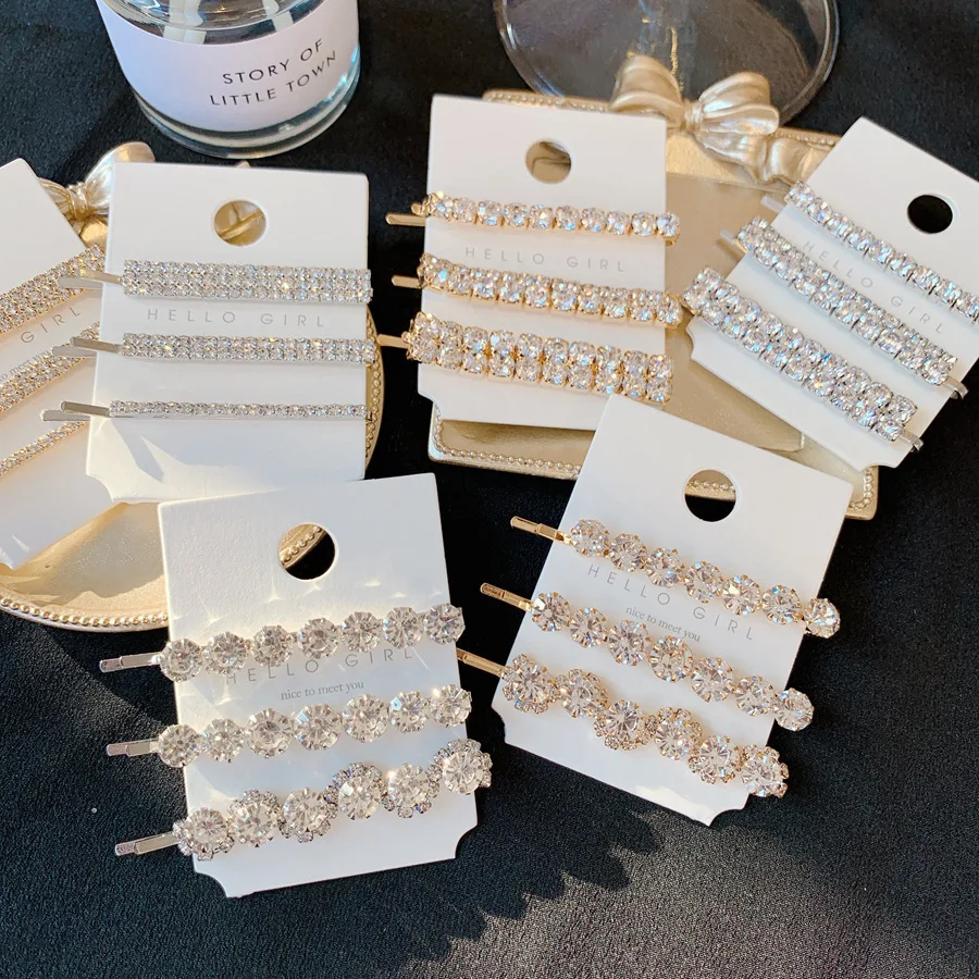 3 Teile/satz Super Funkelnden Strass Wort Clips High-end-Seite Pony Haarnadel für Frauen Koreanischen Stil Haar Zubehör – Detail 1