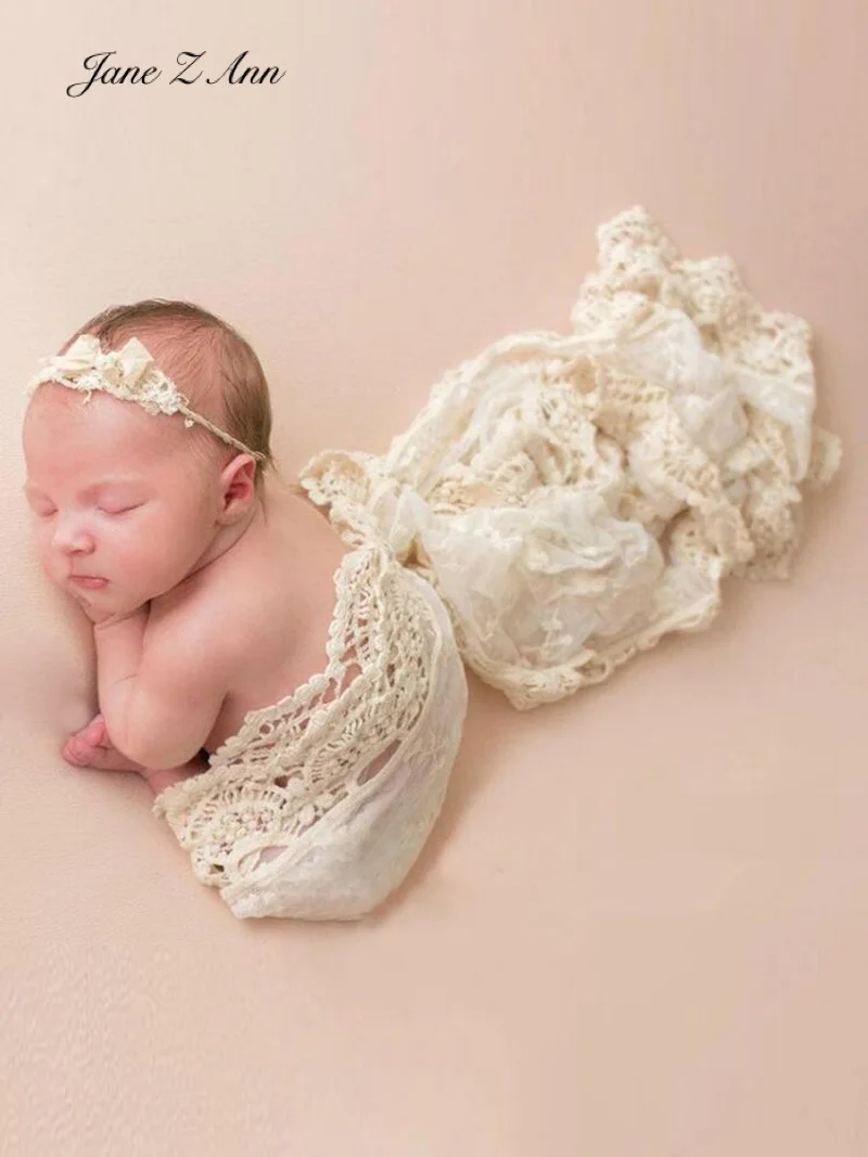 Children photography basket filler  cloth studio newborn baby lace wrap yarn photography props 156x34cm