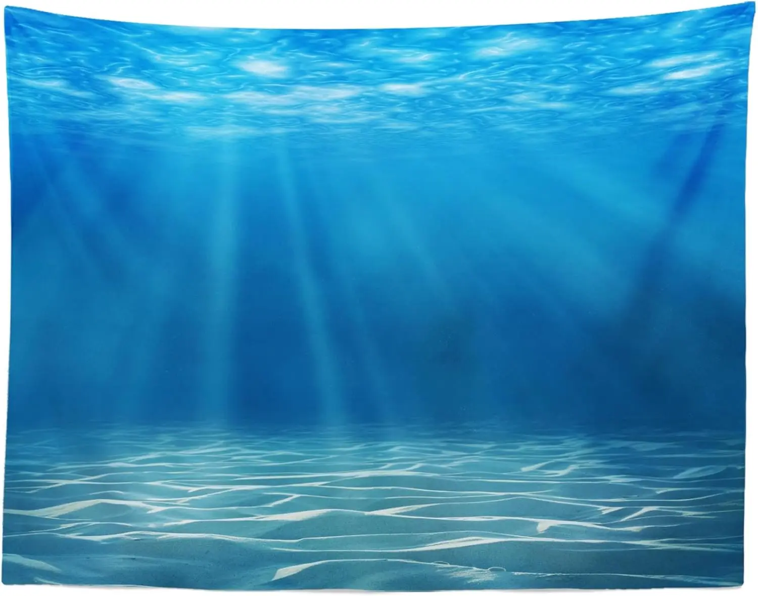 Underwater World Tapestry Deep Blue Ocean Sunlight Gravelly Bottom Scene Wall Hanging Summer Tropical Ocean Tapestry Wall