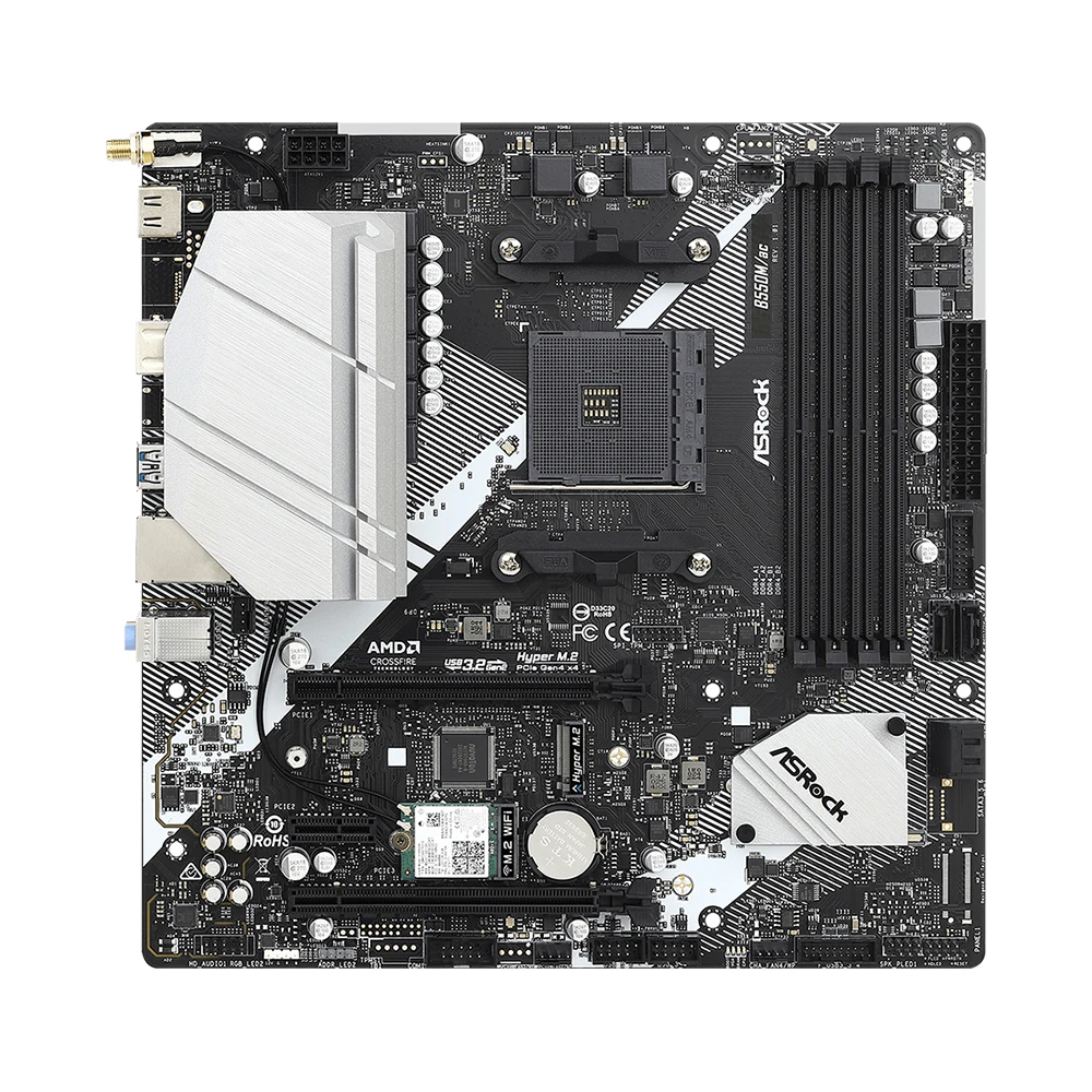 ASRock B550M/AC Motherboard Supports Ryzen 5 3600 5600G 5700X 5700X3D 5800X3D CPU 4xDDR4 4733MHz M.2 NVME mATX AMD AM4 Mainboard
