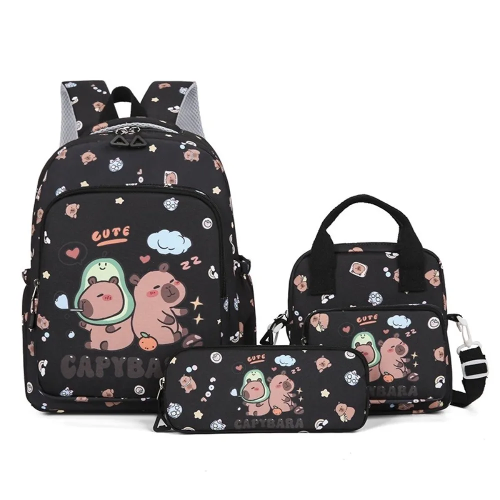 3PCS/Set Capybara School Bags Lightweight Cartoon School Backpack Set Children Book Bags Large Capacity Kindergarten Backpack
