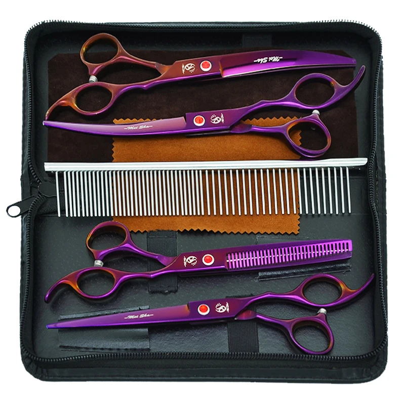 

7 inch Meisha Pet Grooming Scissors Dog Straight Curved Cutting Fur Clipper Cat Hairdressing Thinning Shears Pet Supplies B0020A